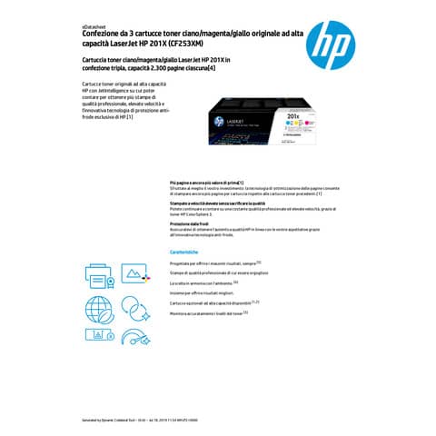 Toner 201X HP ciano+magenta+giallo  Conf. 3 - CF253XM